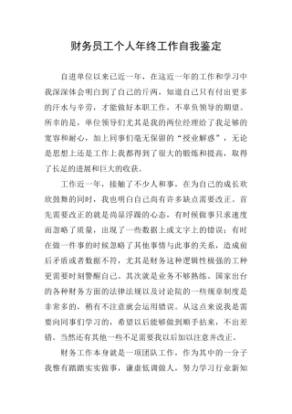 财务员工个人年终工作自我鉴定
