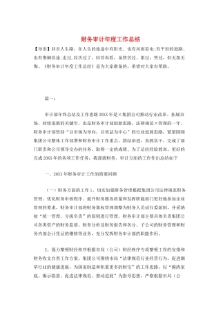 财务审计年度工作总结