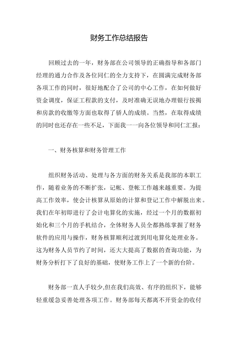 财务工作总结报告_第1页
