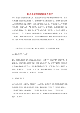 财务总监年终述职报告范文