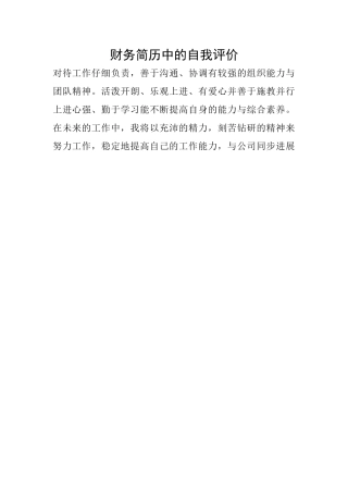 财务简历中的自我评价