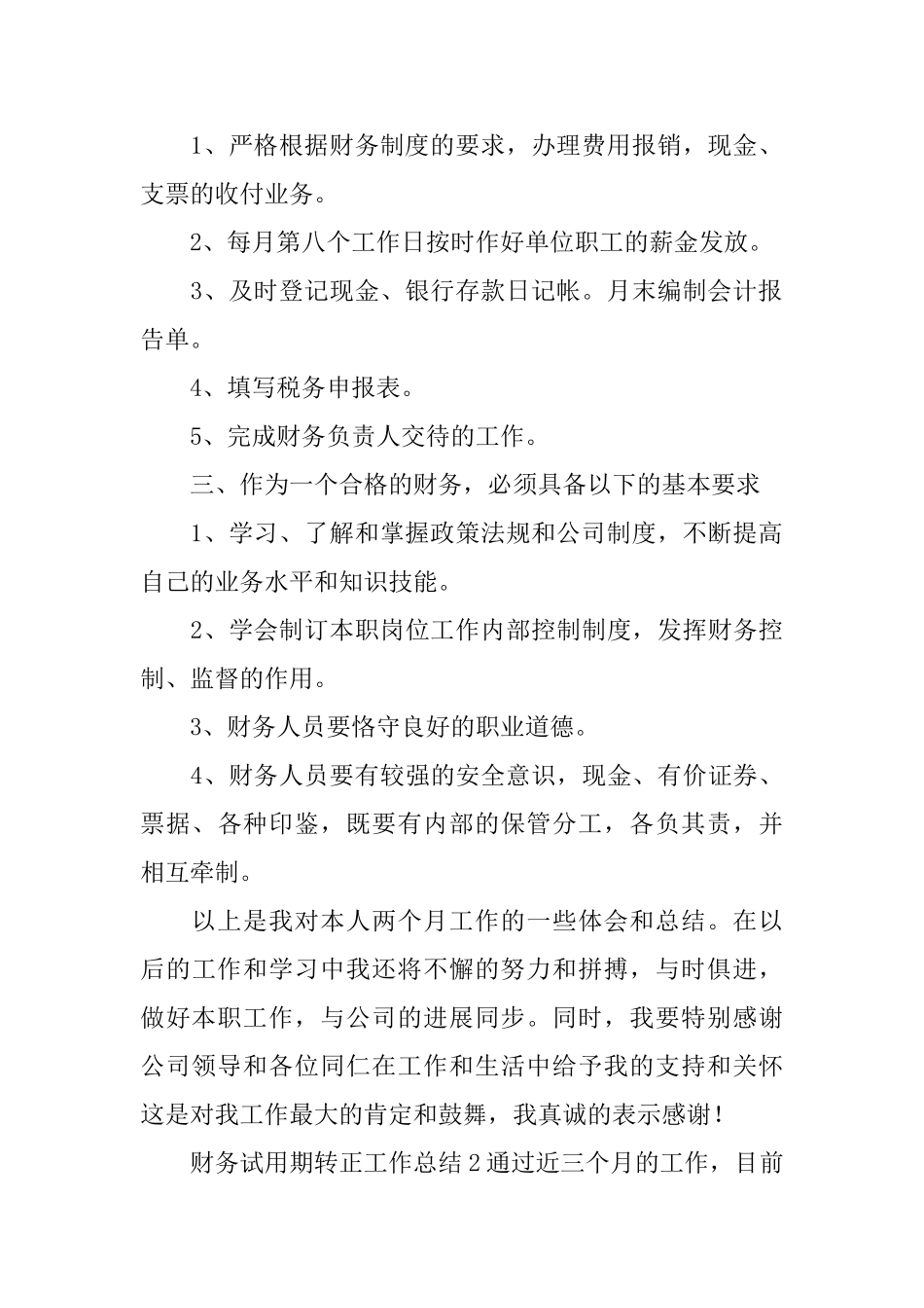 财务试用期转正工作总结_第2页