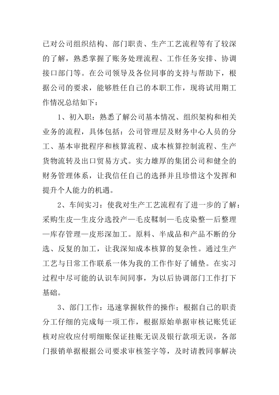 财务试用期转正工作总结_第3页