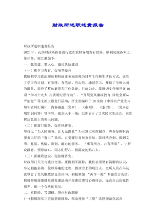 财政所述职述责报告