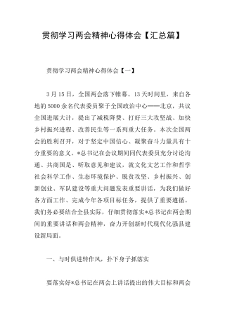 贯彻学习两会精神心得体会
