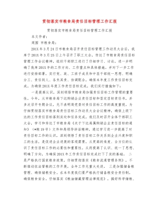 贯彻落实市粮食局责任目标管理工作汇报