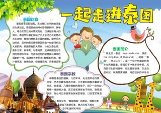 走进泰国旅游小报手抄报word模板