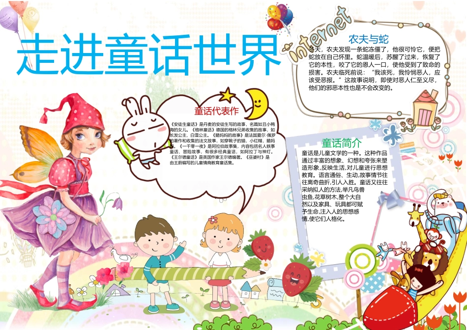 走进童话世界读书小报手抄报Word模板_第1页