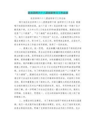 赴农四师六十八团挂职学习工作总结