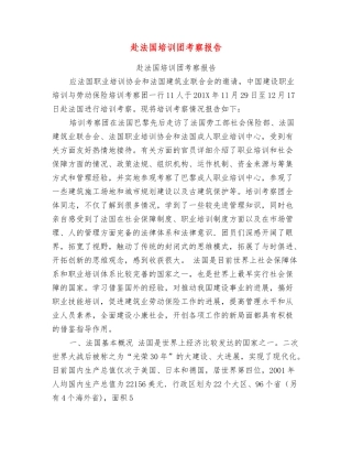 赴法国培训团考察报告