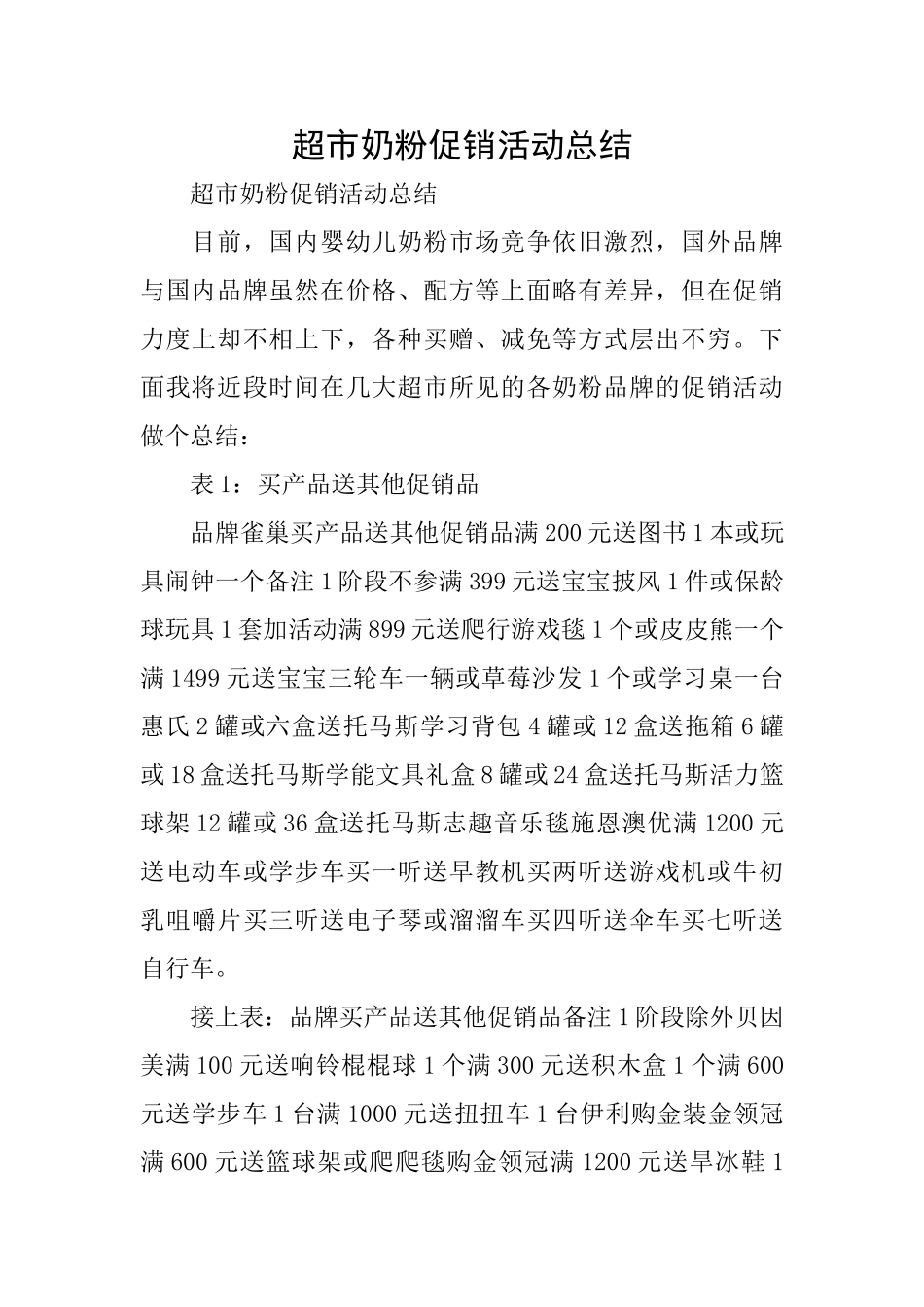 超市奶粉促销活动总结_第1页