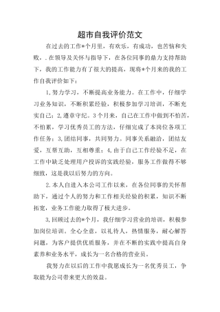 超市自我评价范文