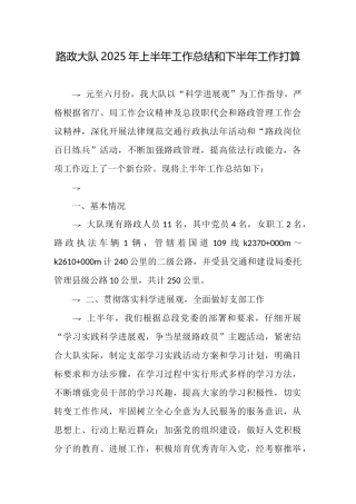 路政大队2025年上半年工作总结和下半年工作打算