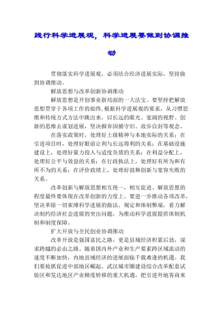 践行科学发展观科学发展要做到协调推进