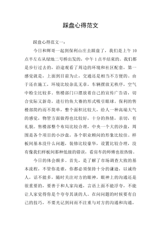 踩盘心得范文