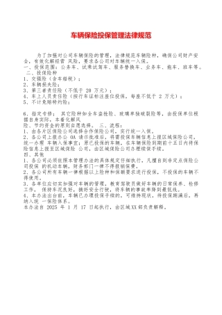 车辆保险投保管理规范——精品资料