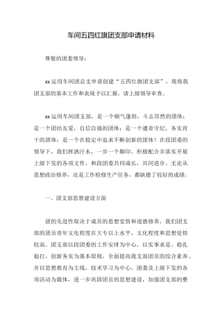 车间五四红旗团支部申请材料