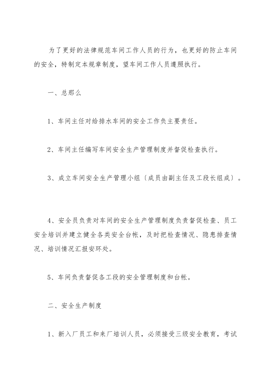 车间安全生产规章制度范本_第2页