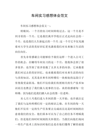 车间实习感想体会范文