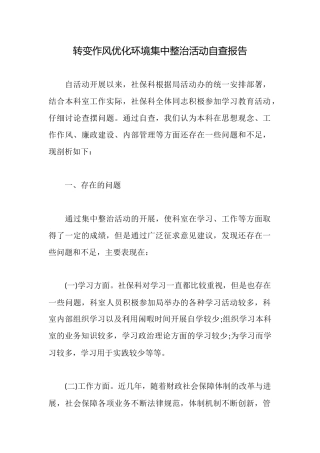 转变作风优化环境集中整治活动自查报告