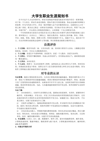 软件专业大学生职业生涯规划