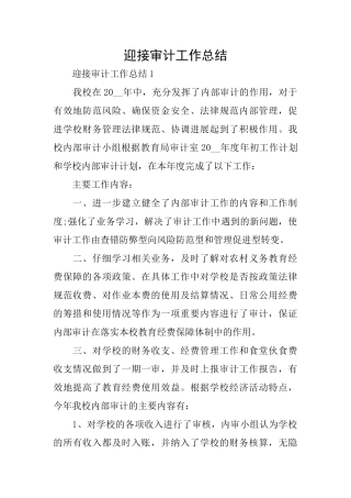 迎接审计工作总结