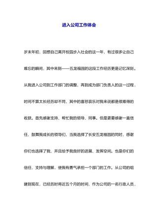 进入公司工作体会