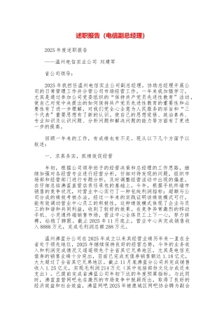 述职报告(电信副总经理)