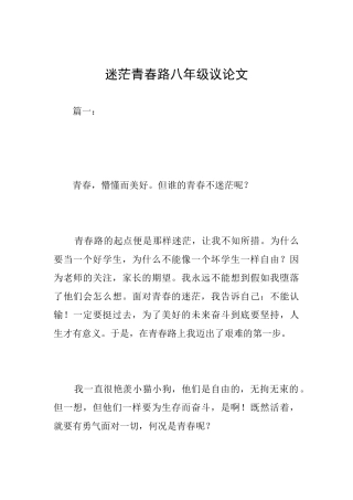 迷茫青春路八年级议论文