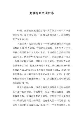 追梦的紫岚读后感