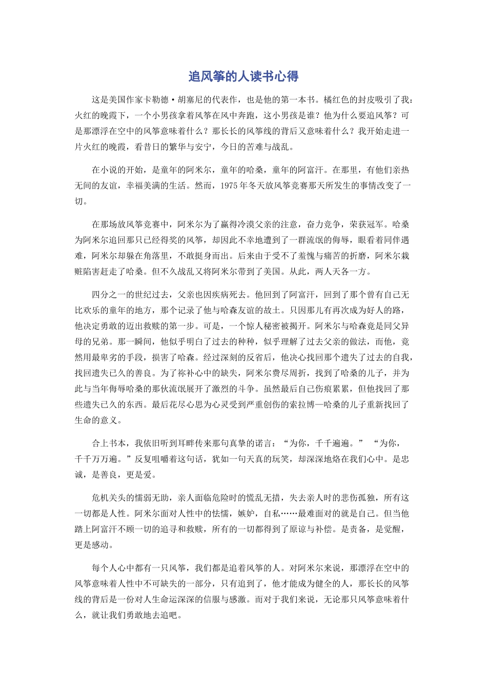 追风筝的人读书心得_第1页