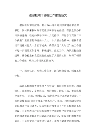 选派挂职干部的工作报告范文