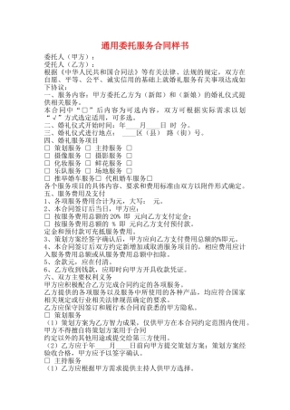 通用委托服务合同样书