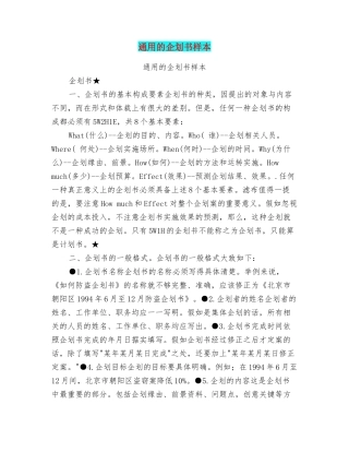 通用的企划书样本