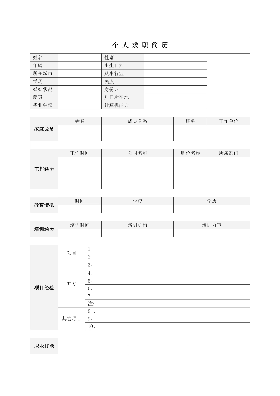 通用简历模板——【免费下载】_第2页