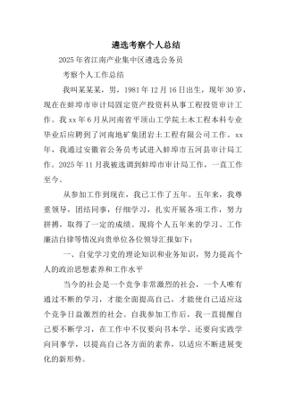 遴选考察个人总结