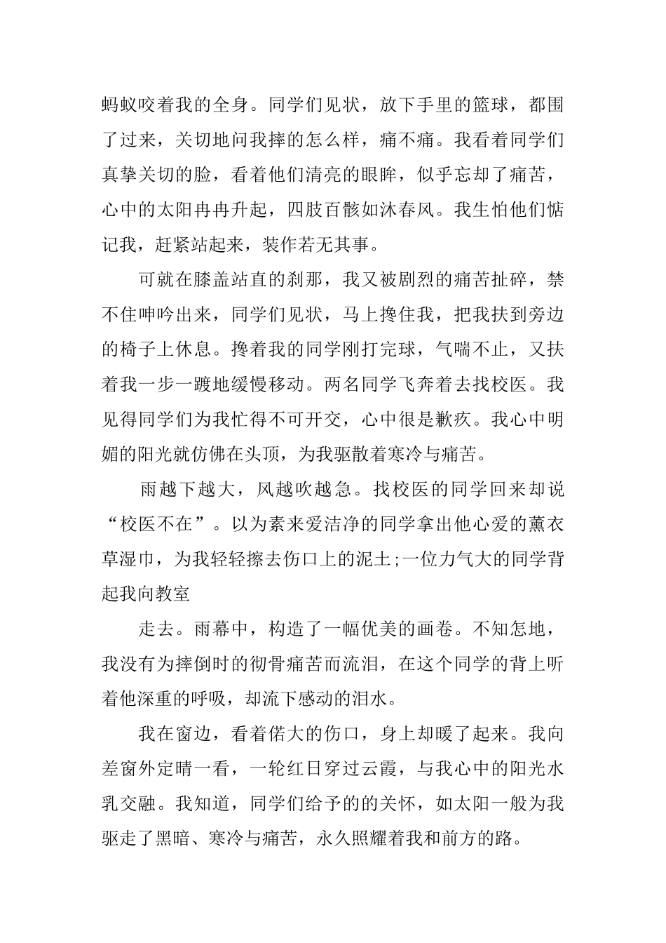 那天的阳光初三记叙文800字_第3页