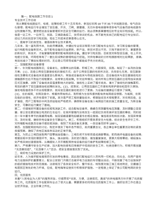 配电工作总结