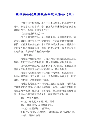 重视安全就是重视全命范文集合(五)