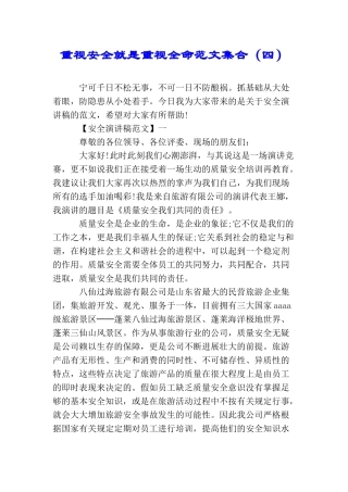 重视安全就是重视全命范文集合