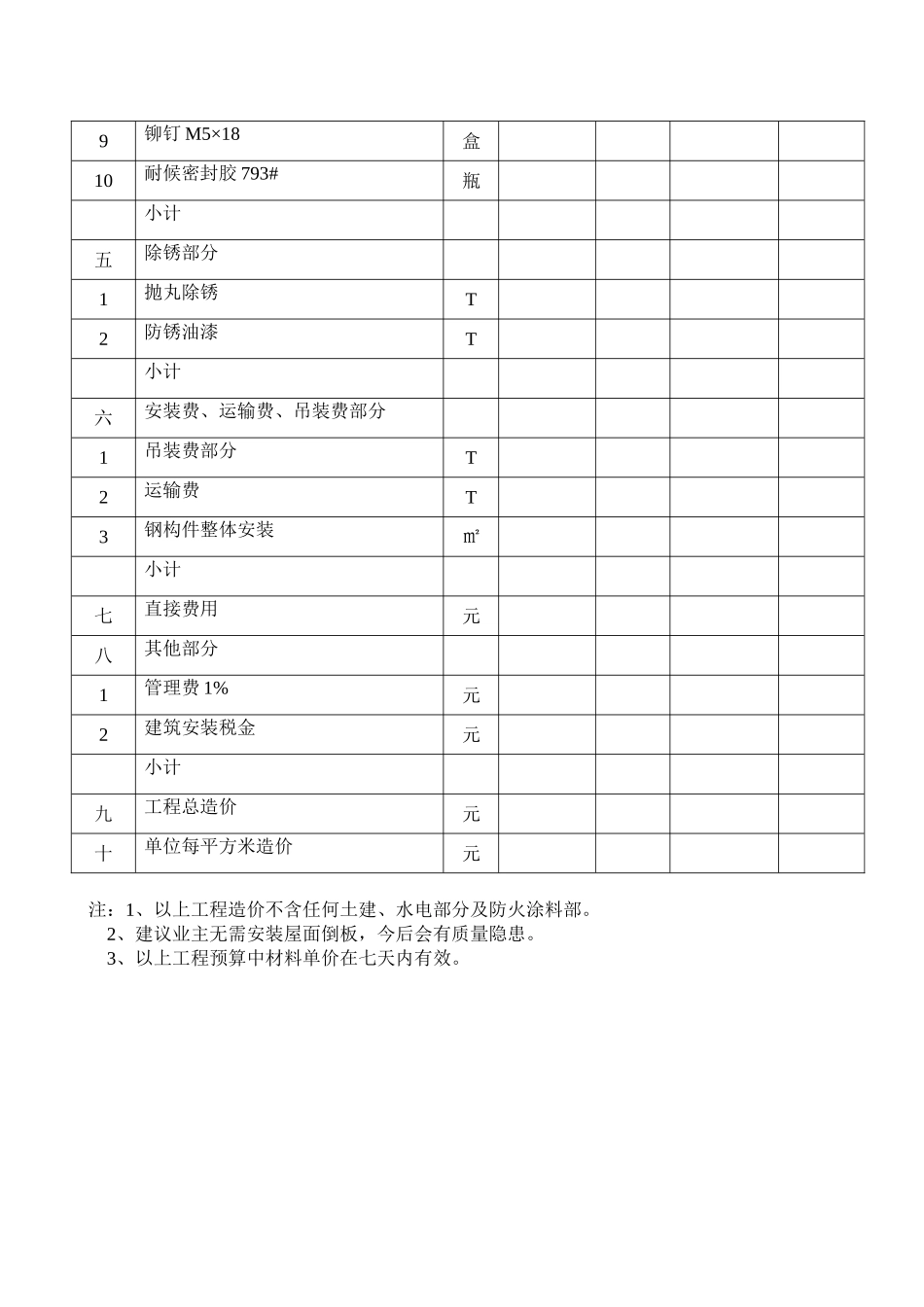 钢结构工程报价范本_第3页