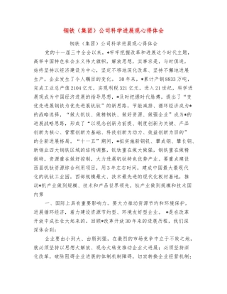 钢铁公司科学发展观心得体会