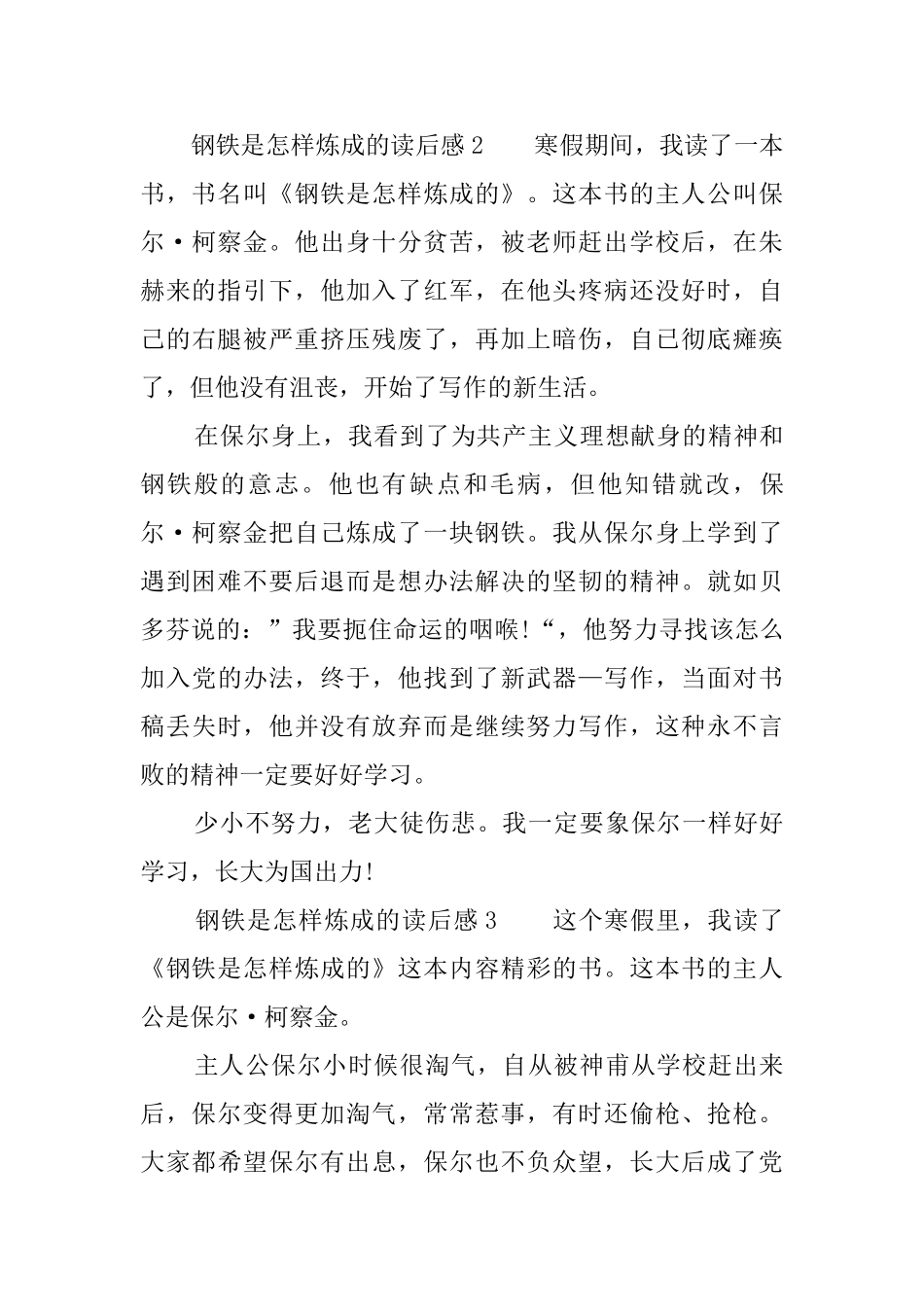 钢铁是怎样炼成的小学读后感22篇_第2页