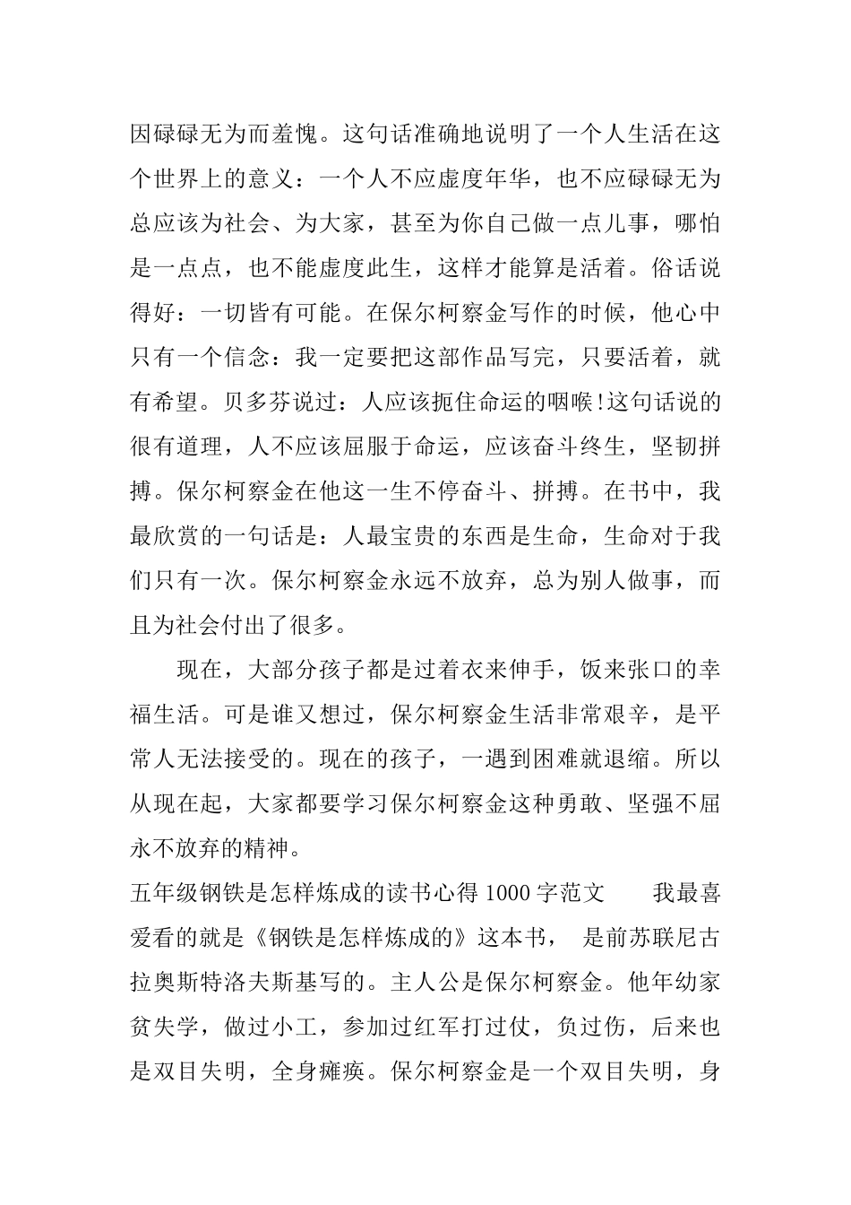 钢铁是怎样炼成的读书心得1000字左右读后感_第2页