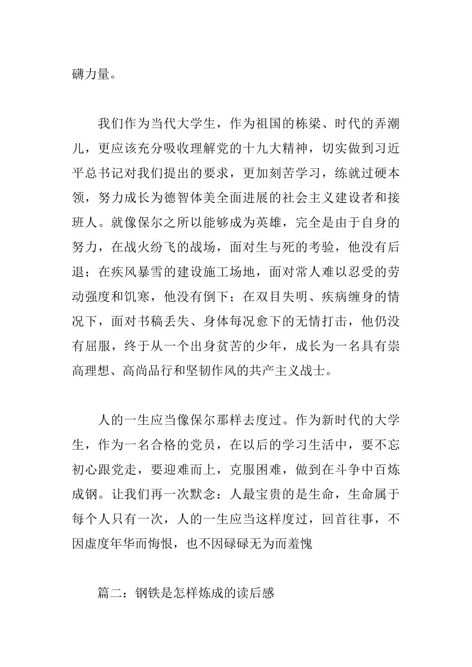 钢铁是怎样炼成的读后感20篇_第2页