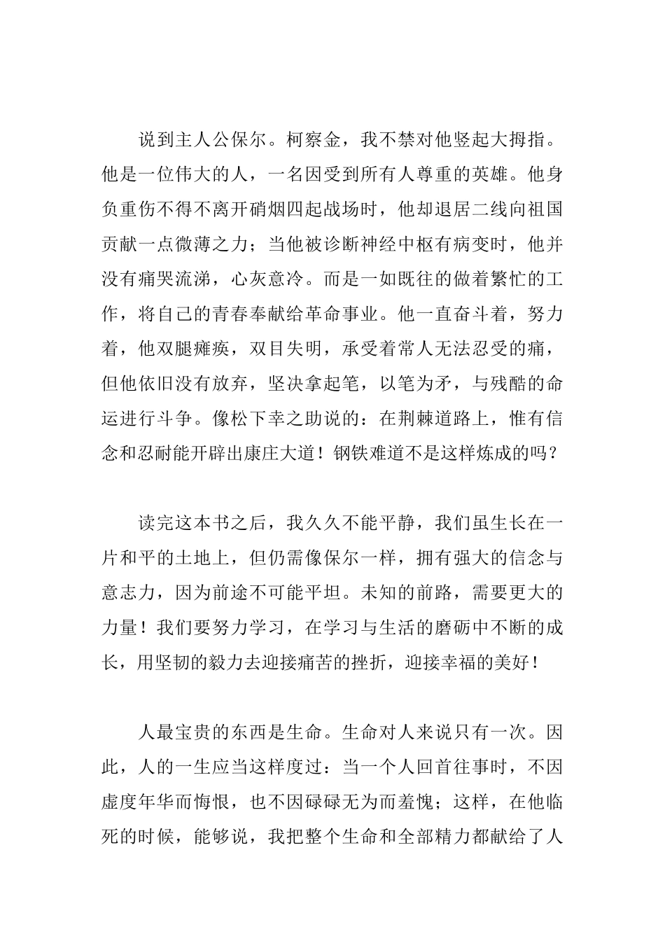 钢铁是怎样炼成的读后感【10篇】_第3页