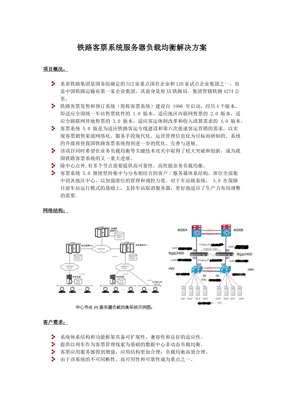 铁路客票系统服务器负载均衡解决方案_第1页