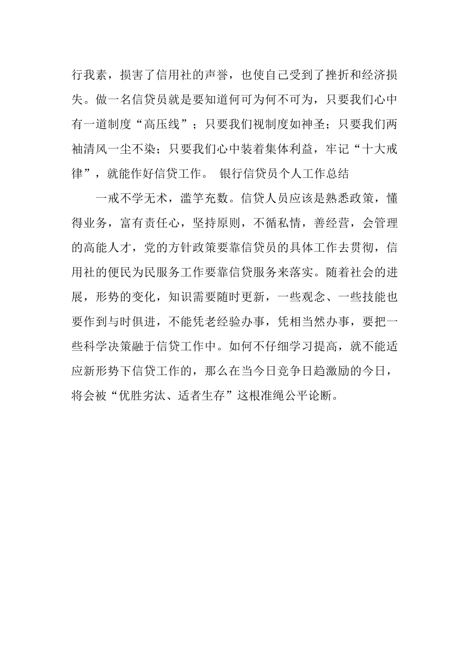 银行信贷员个人工作总结范文_第2页