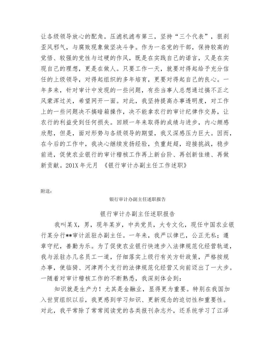 银行审计办副主任工作述职_第3页