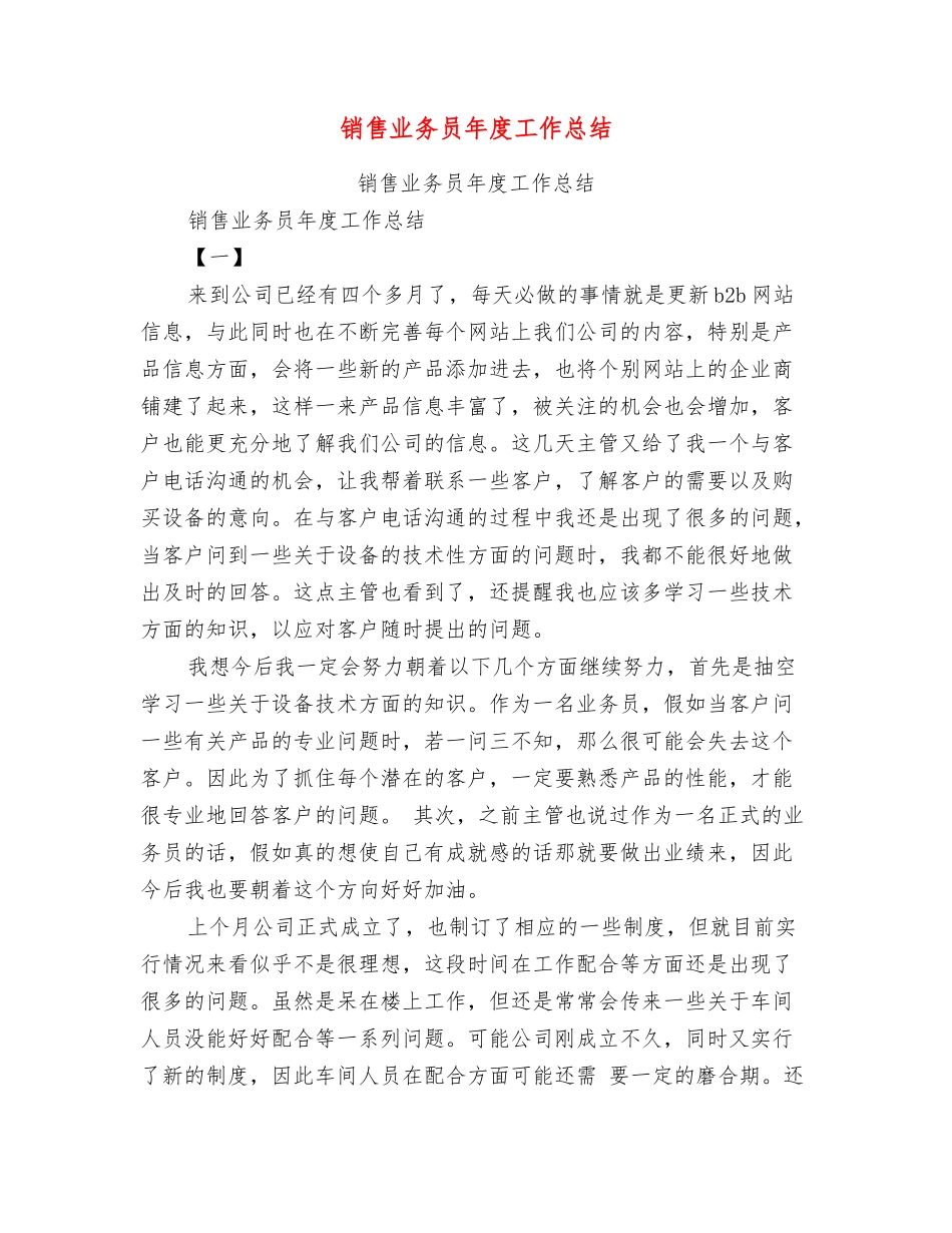 销售业务员年度工作总结_第1页